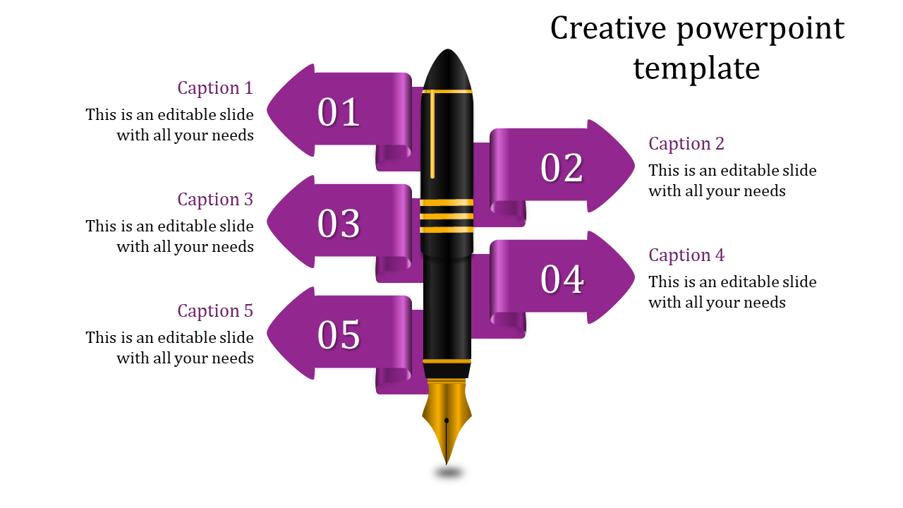Creative PowerPoint Template Presentation With Five Node